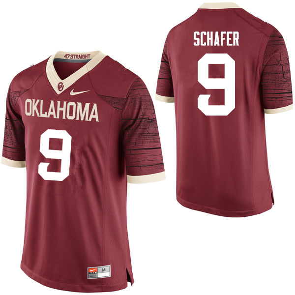 Men Oklahoma Sooners #9 Tanner Schafer College Football Jerseys Limited-Crimson